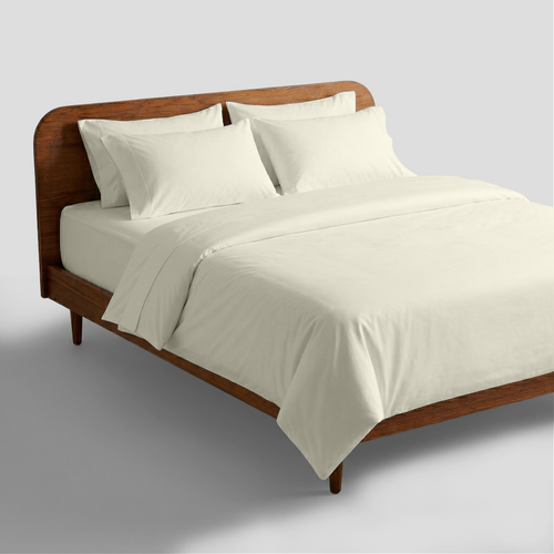 Ivory Crisp Cool Organic Percale Duvet Set
