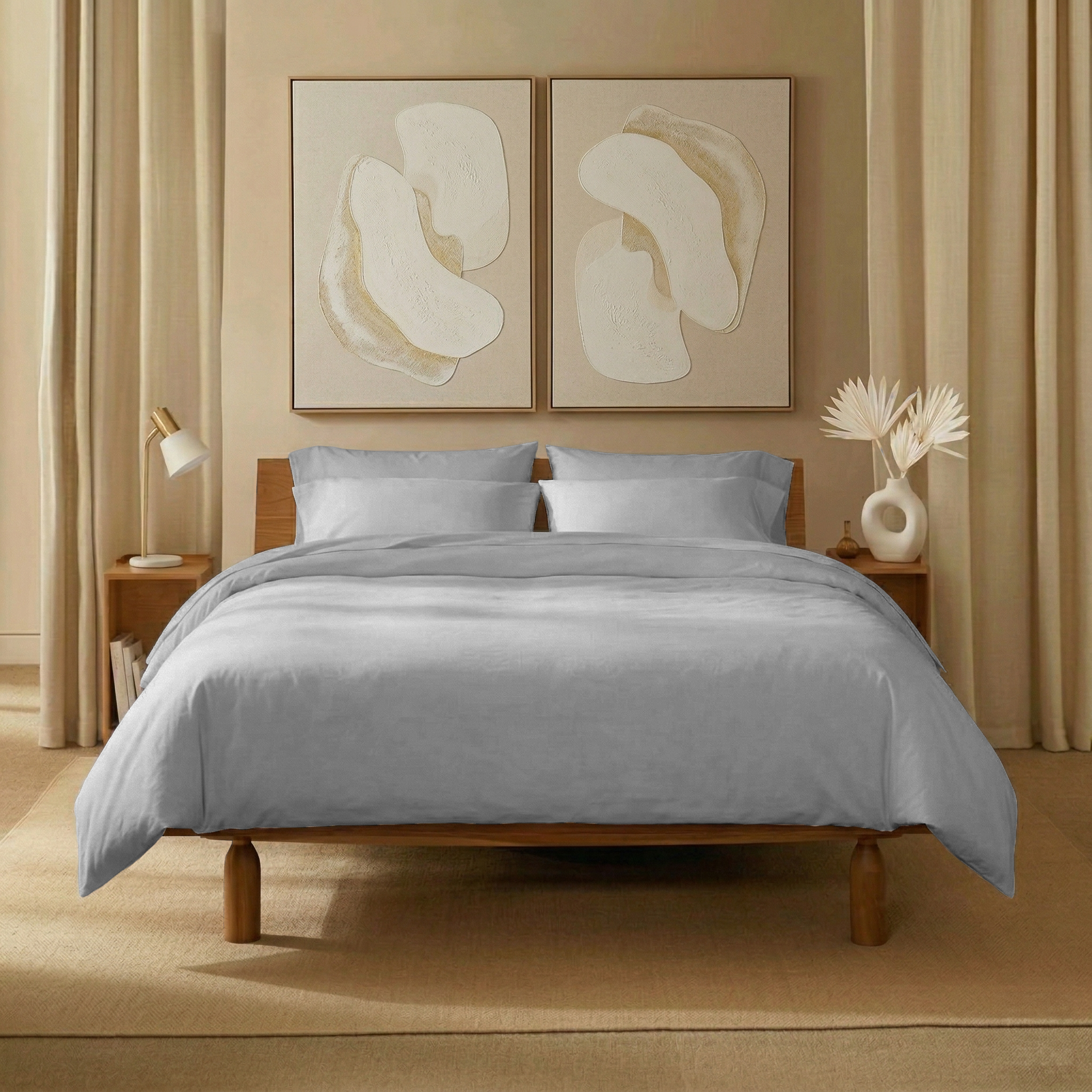 Light Grey Organic Cotton Percale Flat Sheet