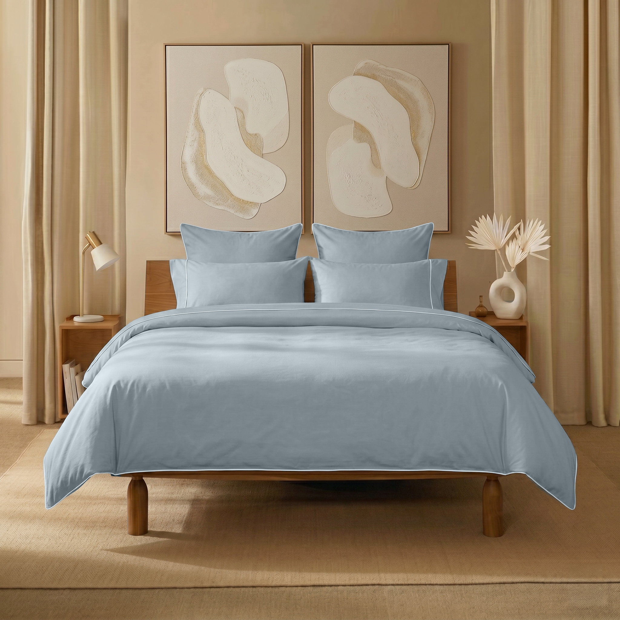 White Piped Percale Flat Sheet