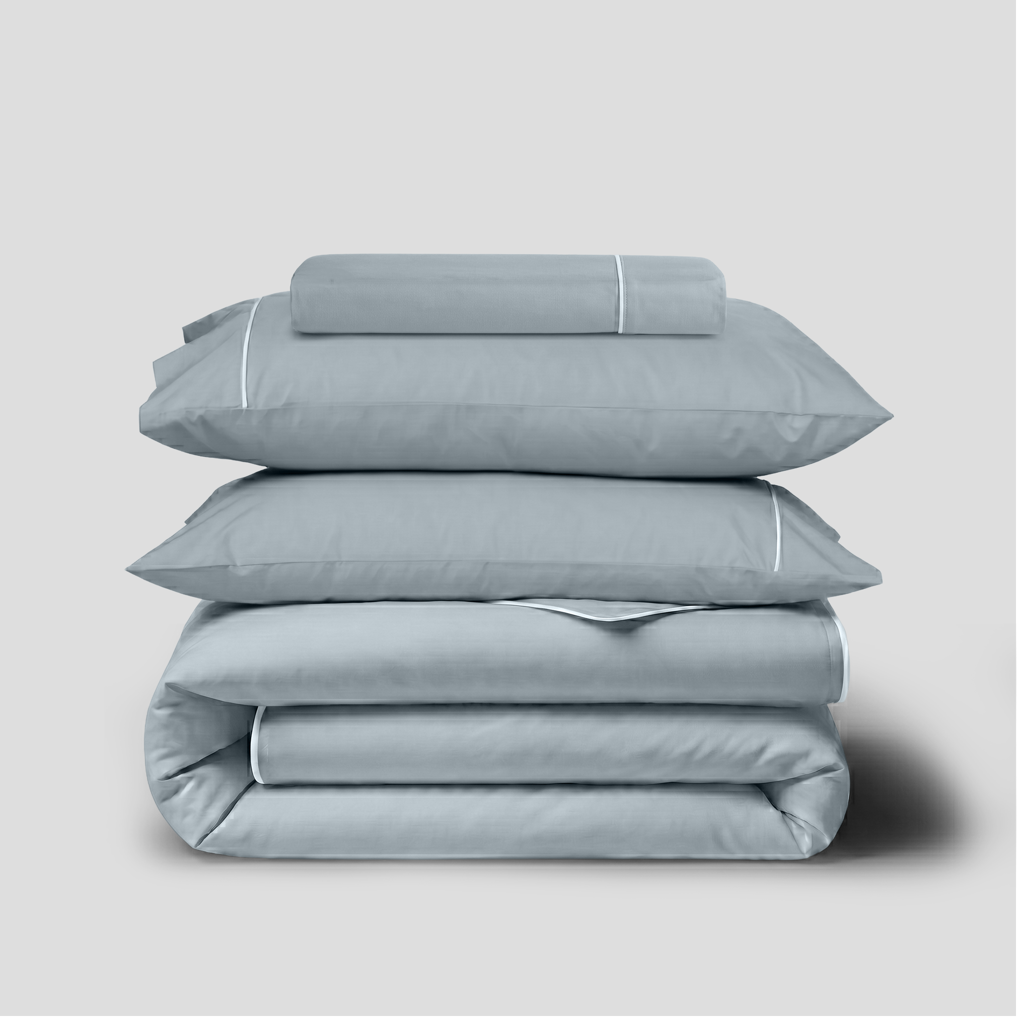 White Crisp Cool Organic Percale Piped Duvet Set