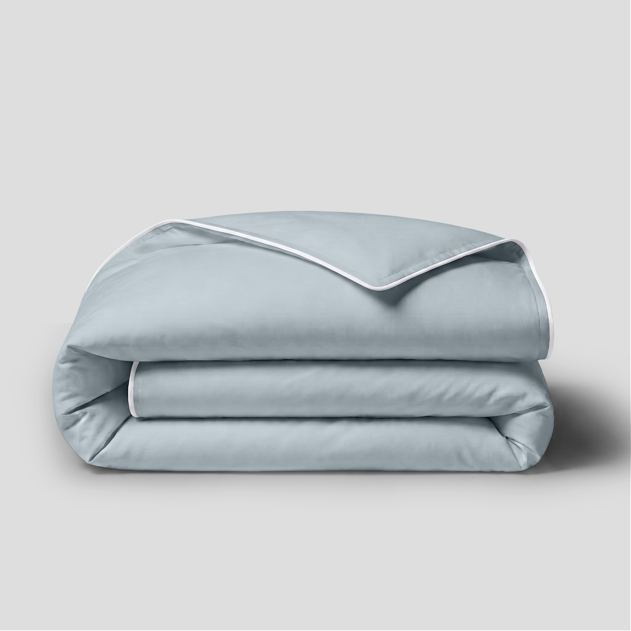 White Crisp Cool Organic Percale Piped Duvet Set