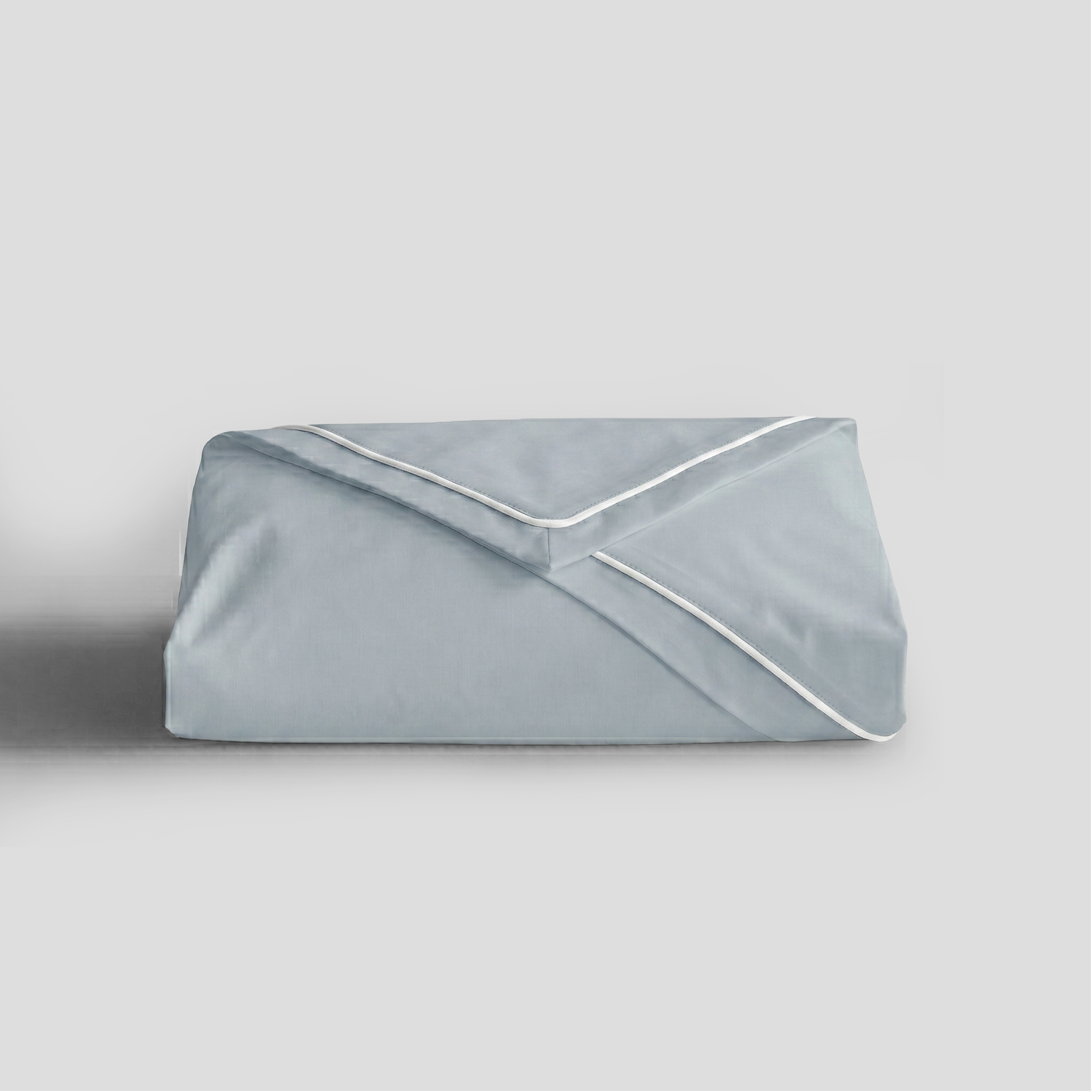 White Crisp Cool Organic Percale Piped Duvet Set