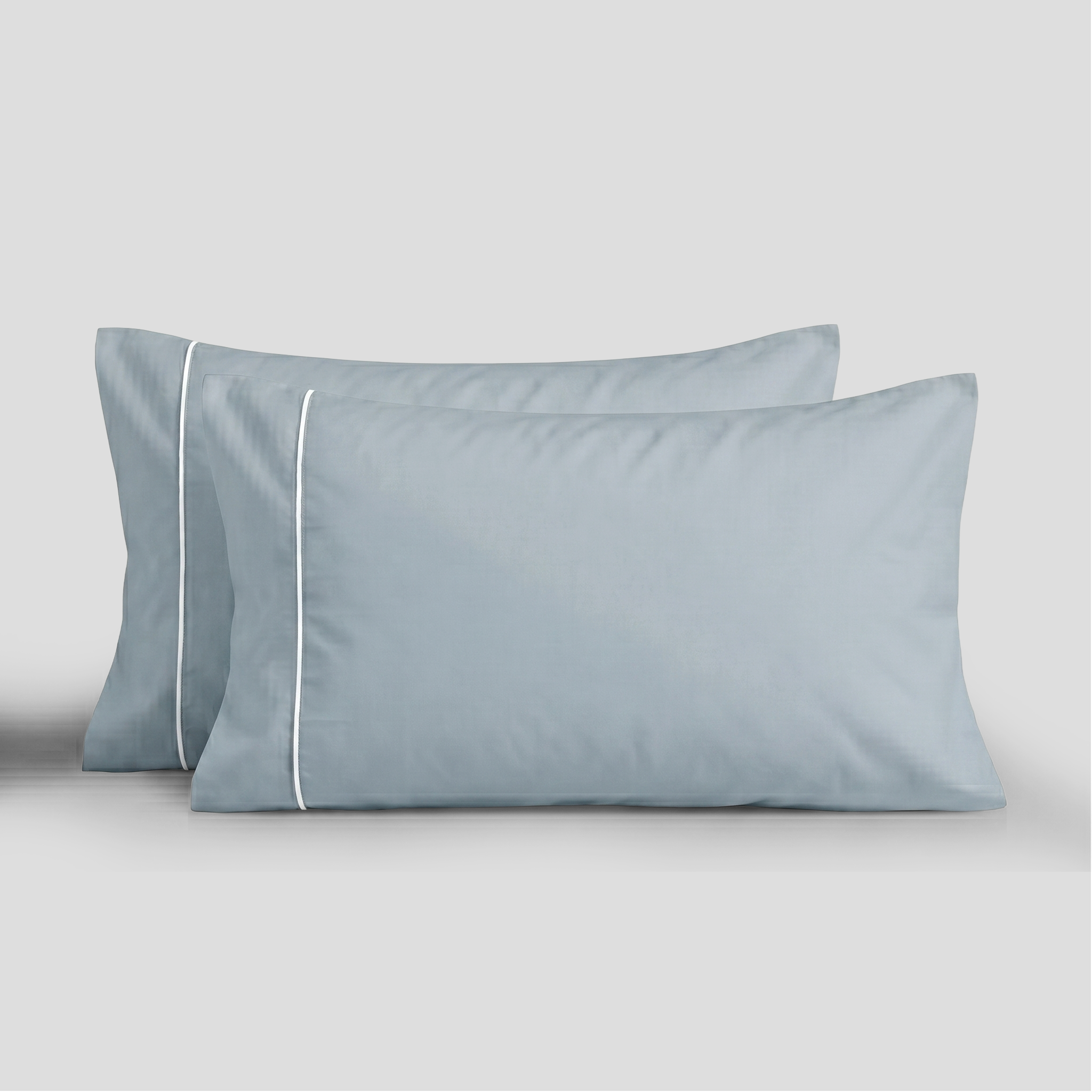 White Crisp Cool Organic Percale Piped Duvet Set