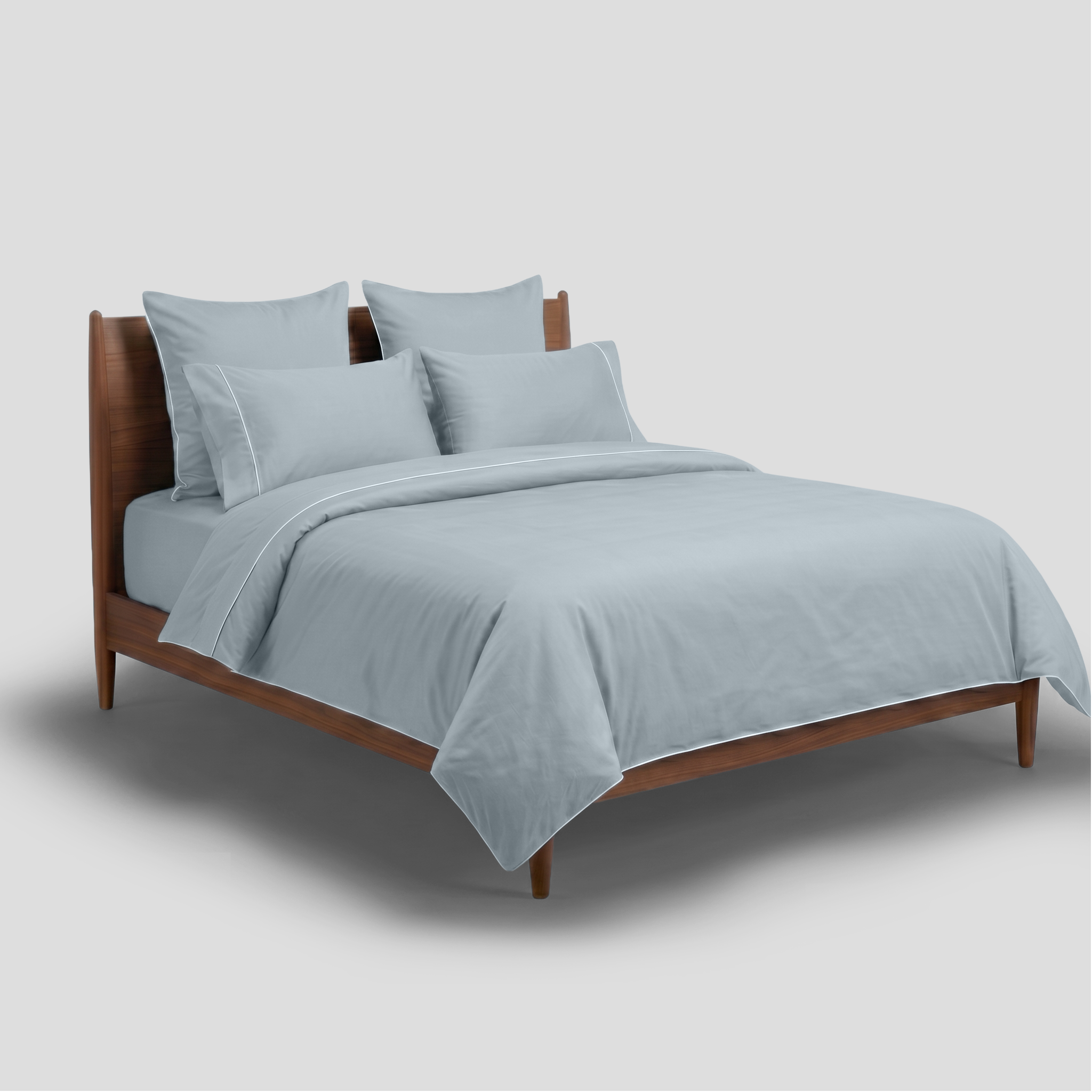 White Crisp Cool Organic Percale Piped Duvet Set