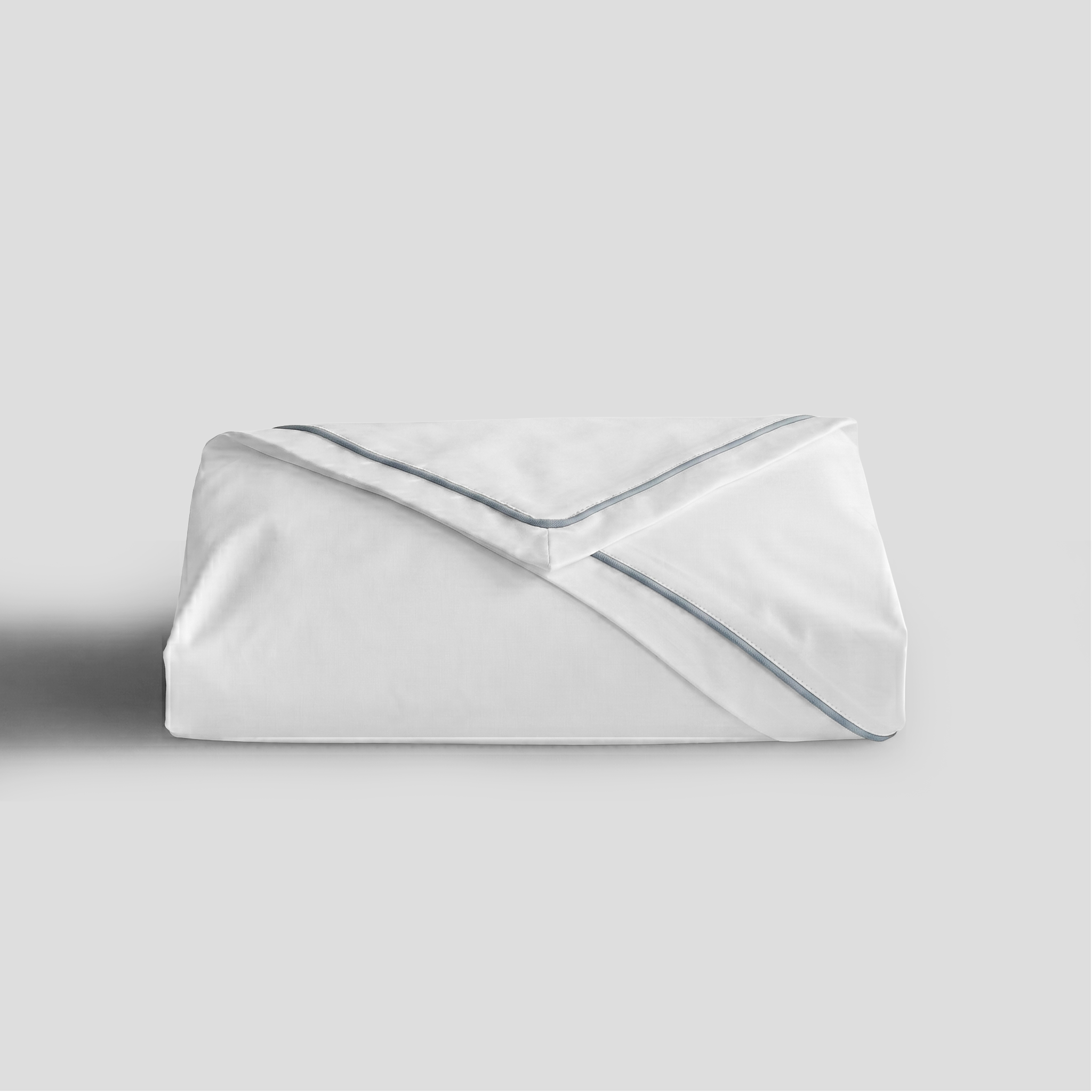 Light Blue Piped Percale Flat Sheet
