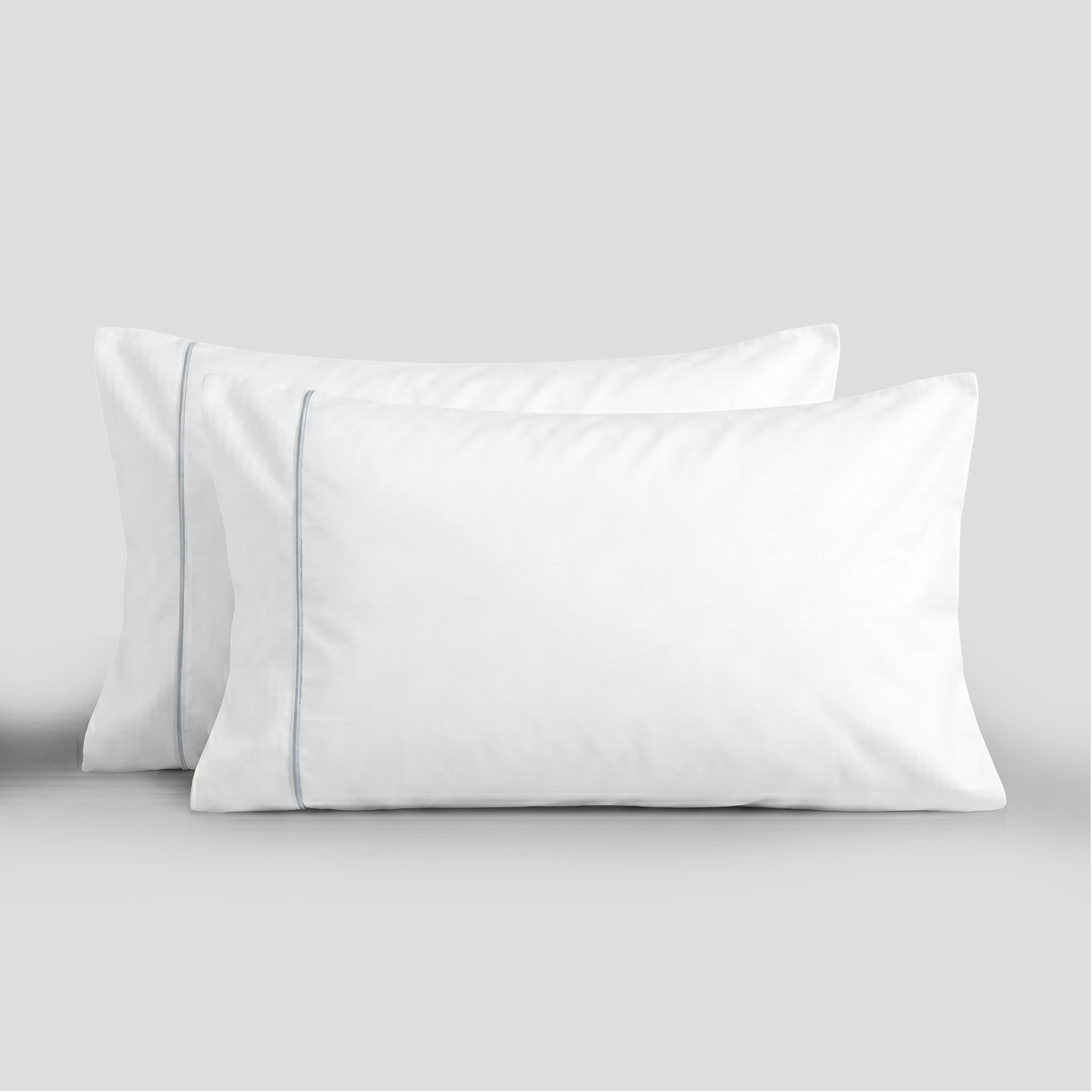 Light Blue Piped Percale Pillowcases