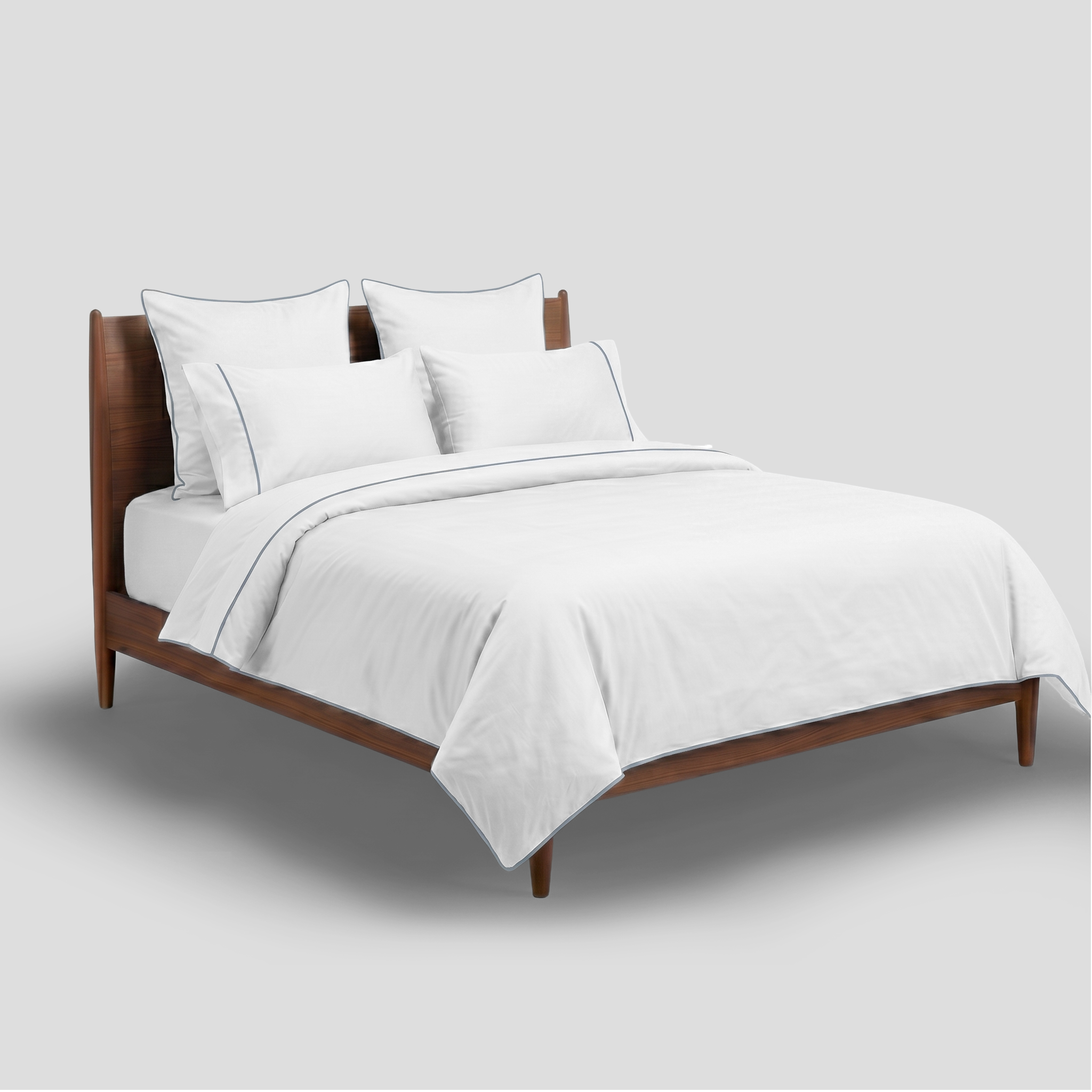 Light Blue Piped Percale Flat Sheet