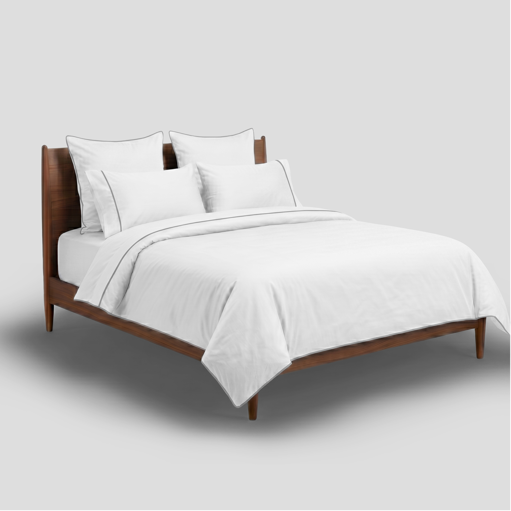 Light Grey Piped Percale Flat Sheet