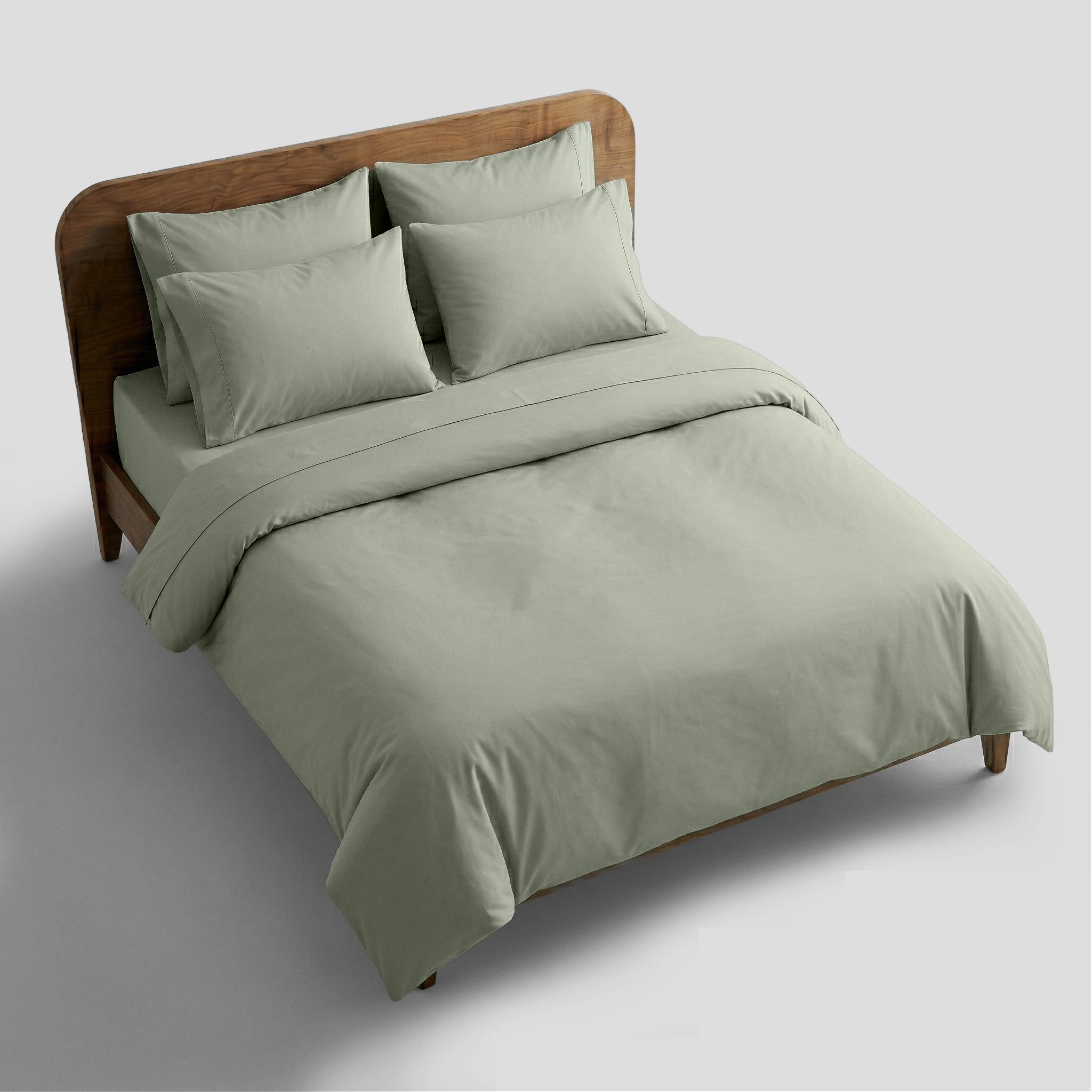 Sage Crisp Cool Organic Percale Duvet Set