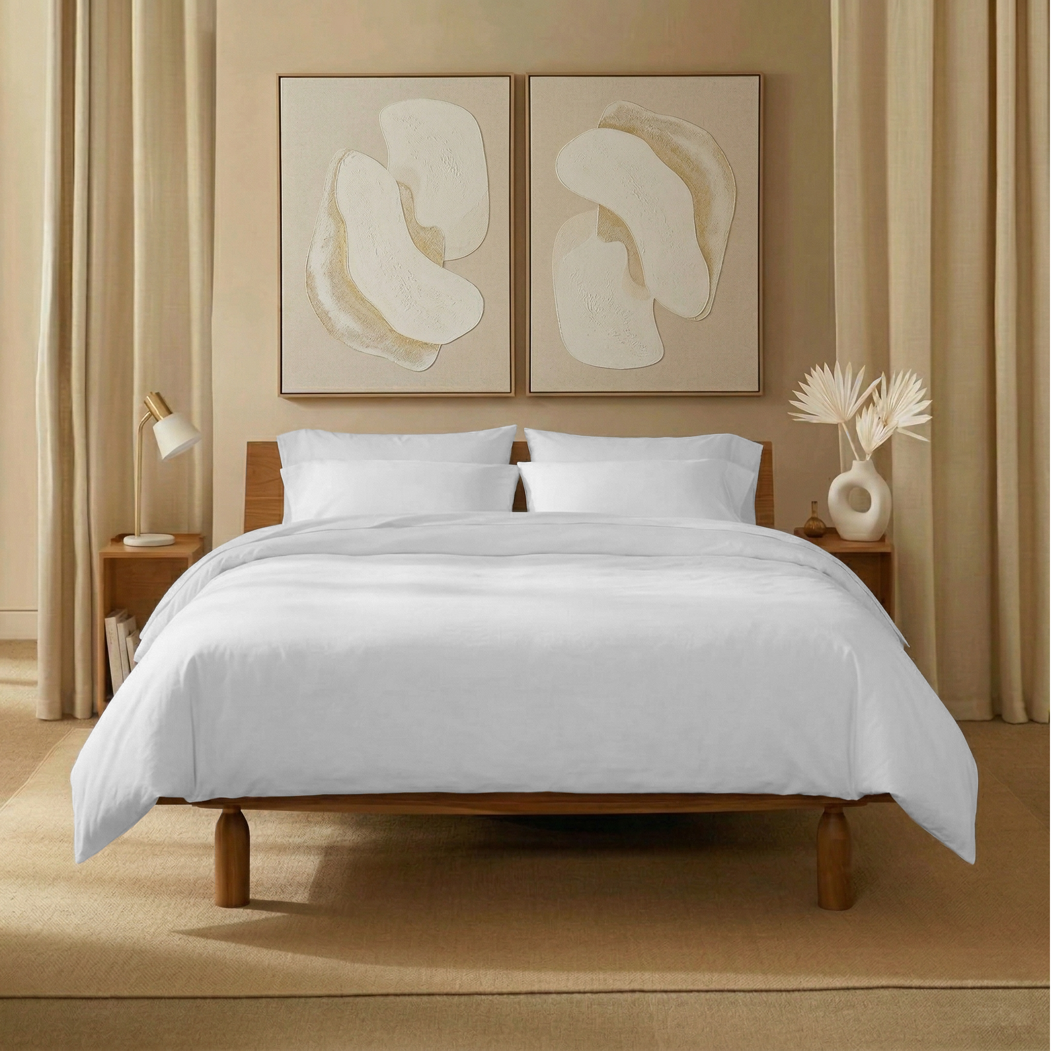 White Crisp Cool Organic Percale Duvet Set